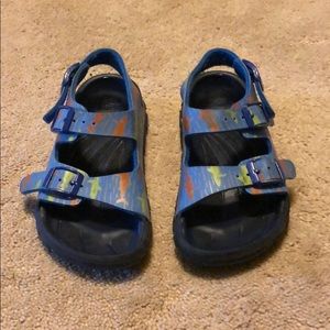 Little Boys Birkenstock’s, rubber insoles, sharks